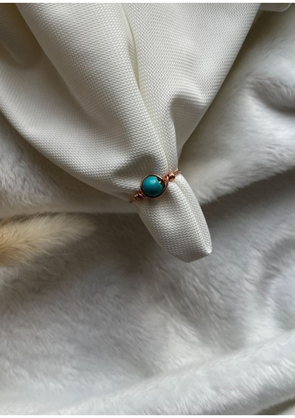 Turkuaz Taşı Ayarlanabilir Bakır Renk Tel Yüzük El Yapımı
