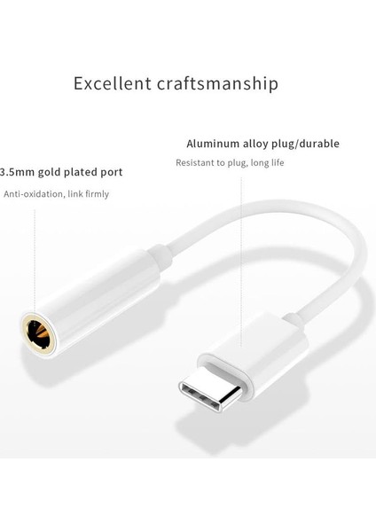 1744 Type C To 3.5mm Kulaklık Ses Çevirici Dönüştürücü USB Type-C Male To 3.5 mm Female Audio Adapter Aux Adaptör (Samsun Modeller ile Uyumlu Değildir) modelleri