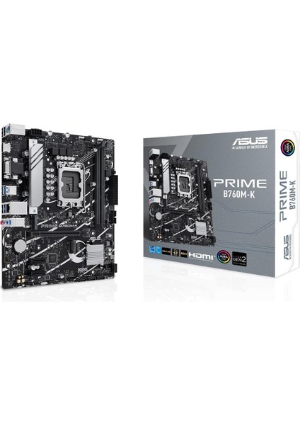 Prıme B760M-K Intel B760 LGA1700 Ddr5 8000 HDMI VGA Çift M2 Usb3.2 Aura Rgb 2.5gbit Lan Matx 5x Protectıon Iıı, Armoury Crate, Aı Suite 3