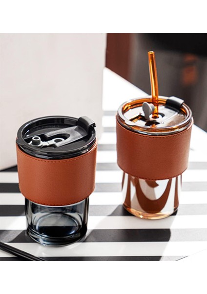 Deri Aksesuarlı Renkli Cam Mug