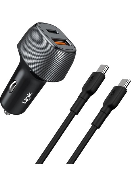 C499 43W Araç Şarj Aleti 2x USB Type-C To Type-C Kablo Set