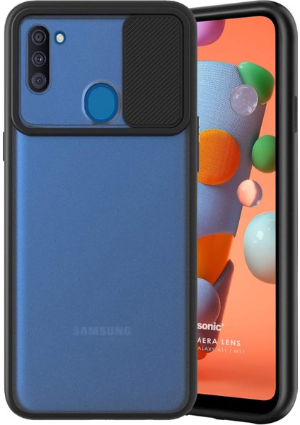 Galaxy M11 Kılıf Slide Camera Lens Protection Siyah