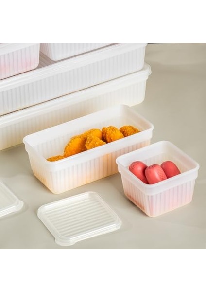 2011 8&apos;li Buzluk Buzdolabı Düzenleyici Derin Dondurucuya Uygun Bakliyat Saklama Kabı Seti -Beyaz fiyatları