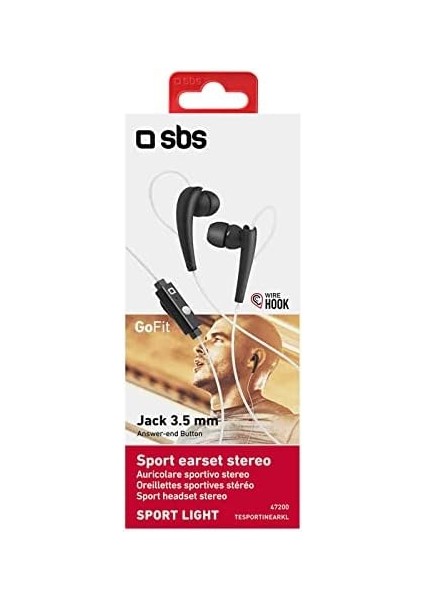 Sbs Ergonomik Askılı Spor Kulak Içi Kulaklık, Entegre Mikrofon, Cevap Düğmesi,, Oppo,,, Honor, Motorola, Için Evrensel Jak Kablosu modelleri