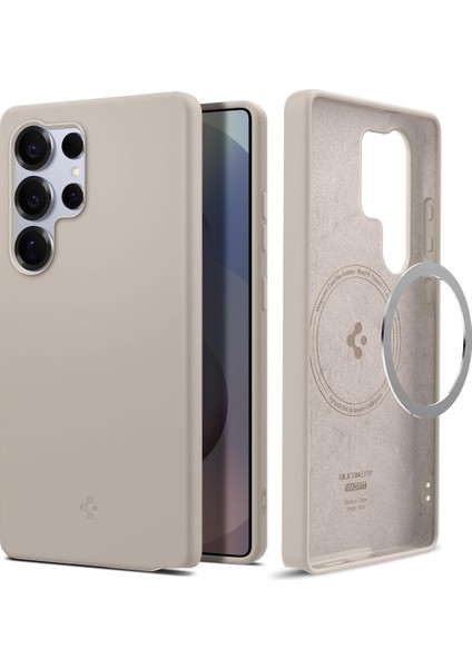 Galaxy S25 Ultra ile Uyumlu Silikon Kılıf Silicone Fit Hava Kanalı Teknolojisi Askeri Sınıf Koruma Magfit Özellikli Natural Titanium Kaymaz Kapak - ACS09165