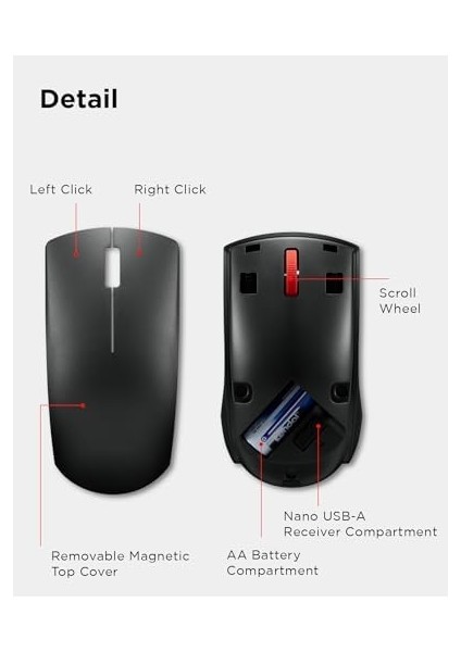 Kablosuz Fare (WL150) - 2.4g Usb-A Çok Yönlü Ergonomik Fare - 3 Milyon Tıklama, 1.000 Dpı - Taşınabilir Kompakt Kablosuz Tasarım - Bilgisayar ve Dizüstü Bilgisayar Aksesuarları modelleri