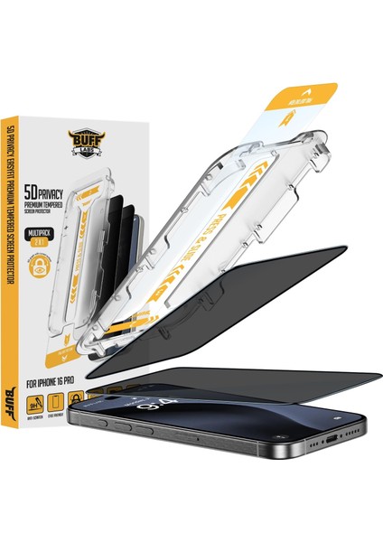 Labs 16 Serisi ile Uyumlu 5d Privacy 2 Adet Uygulama Aparatlı Ekran Temperli Cam Hayalet Ekran ( 16 Pro)