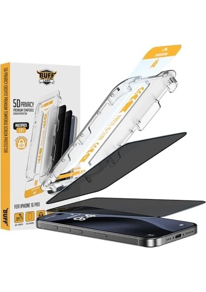 Labs 16 Serisi ile Uyumlu 5d Privacy 2 Adet Uygulama Aparatlı Ekran Temperli Cam Hayalet Ekran ( 16 Pro) modelleri