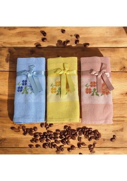 Lü Nakışlı Kurulama Bezi 3 Renk Mutfak El Bezi Havlu