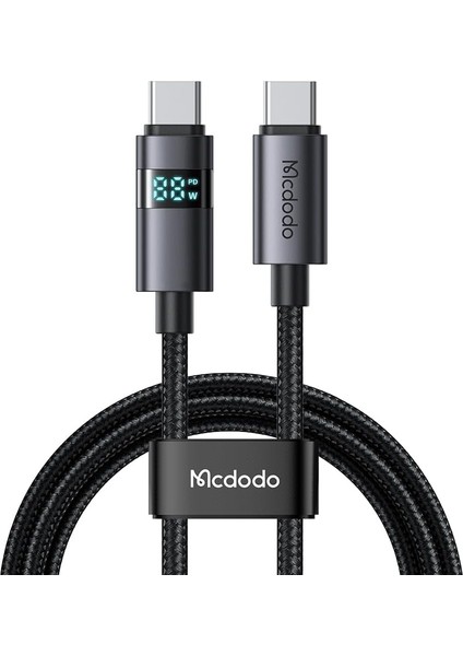 CA-5610 Usb-C To Usb-C 100W Kablo Yatay LED Ekranli Siyah