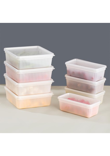 2011 8&apos;li Buzluk Buzdolabı Düzenleyici Derin Dondurucuya Uygun Bakliyat Saklama Kabı Seti -Beyaz