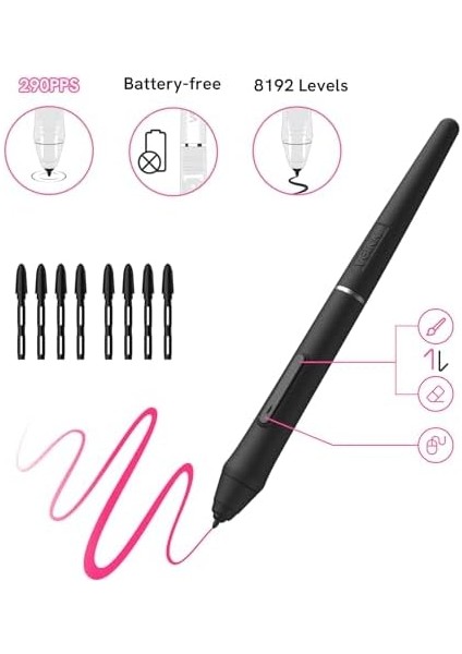 Osu Tablet Grafik Tablet VK430 4x3 Inç, Pilsiz Stylus 290RPS Raporlama Hızı, 8192 Baskı ve 4 Kullanılabilir Tuş, Windows/ /mac/chrome Os ile Uyumlu modelleri