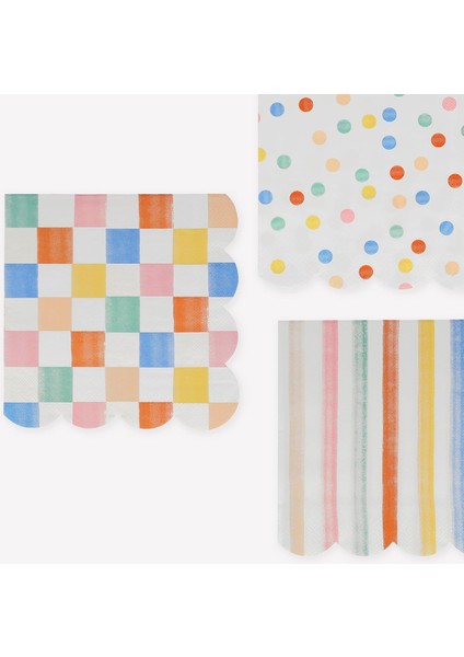 - Colourful Pattern Large - Renkli Desenler Peçeteler - L - 16&apos;lı