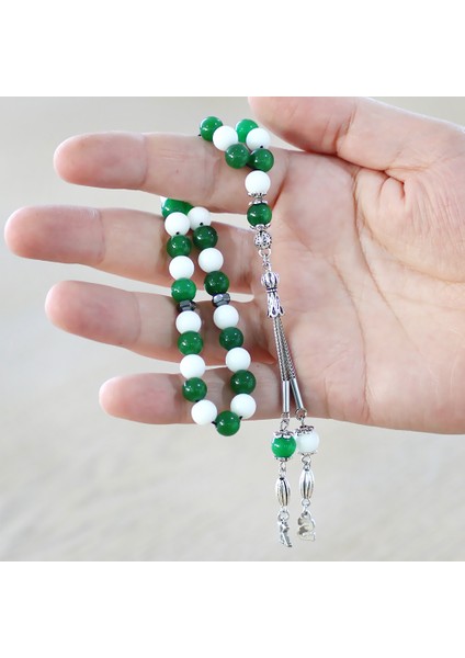 Kararmaz Metal Isme Özel Harf Püsküllü Küre Kesim Yeşil Beyaz Jade Doğaltaş Taraftar Tesbih fırsatları