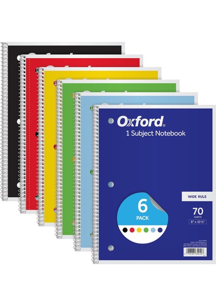 Spiral Defter - 6&apos;lı Set, Geniş Çizgili