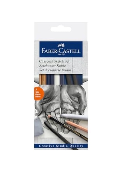 Kömür Seti, 7 Parça, Kara Çizim ve Eskiz Için, Yüksek Kalite, Silgi ve Karıştırma Dahil modelleri