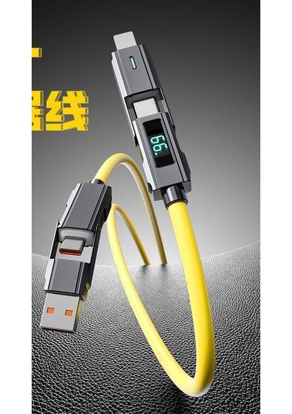 4 In 1 LED Ekranlı 65W-27W Pd USB Ios Type C Super Turbo Aaa+ Kalite Şarj ve Kablosu modelleri