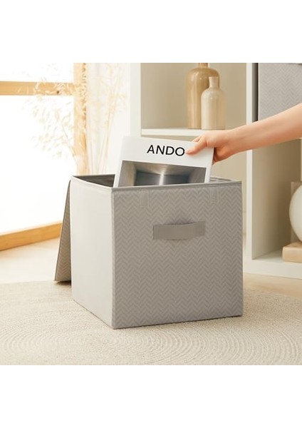 Textile 2&apos;li Gri Kapaklı Kutu Set 30 x 30 x 30 cm modelleri