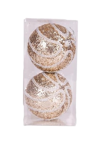 Topu Pullu Beyaz Simli Şeritli 2&apos;li Paket 9 Cm. fiyatları