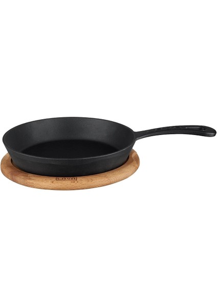 Ahşap Saplı Dökme Demir Kızartma Tavası, Yuvarlak, Indüksiyon Dahil Tüm Ocaklar Için Uygundur