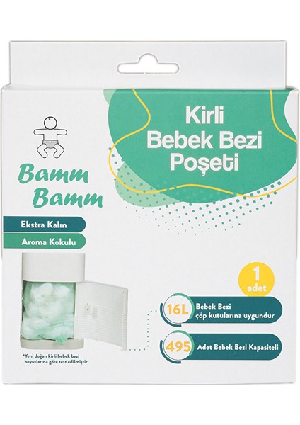 Kokulu Bebek Bezi Çöp Poşeti 495 Bez Kapasiteli modelleri