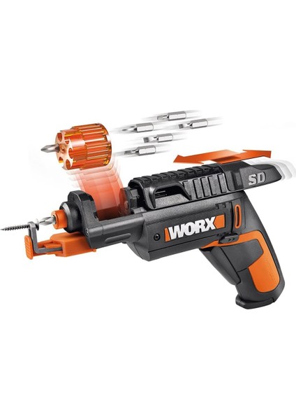 WX255 4VOLT/1.5AH. Li-Ion Şarjlı Şarjörlü Tornavida + 6 Adet Uç + Vida Tutucu