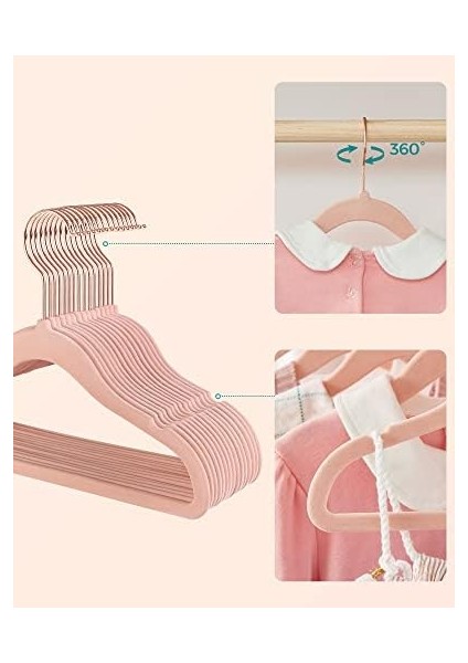 Çocuk Askısı, 50&apos;li Set, Pembe Kancalı, Kaymaz, Yer Tasarruflu, Dolabı Için Askı, Bebek Kıyafeti, Etek ve Çocuklar Için, Kadife, Açık Pembe CRF027P01 modelleri
