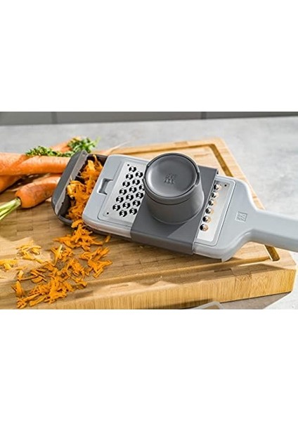 Z-Cut Çoklu Rende, Çok Fonksiyonlu, Paslanmaz Çelik, 4 Değiştirilebilir Bıçak Ucu, Iki Yönlü Sürtünme Teknolojisi, Toplama Tepsisi, Gri fiyatları