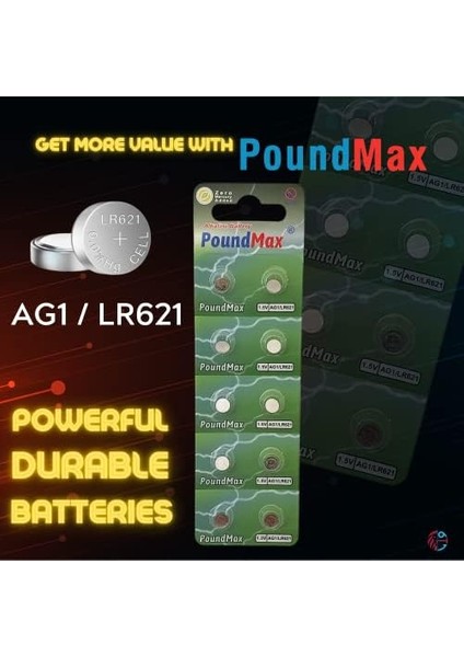 10 Adet AG1(LR621,LR60,364) 1.5V Alkalin Düğme Pil modelleri