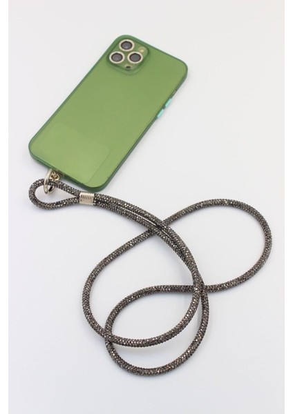 Taşlı Janjanlı Tam Tur Telefon Boyun Askısı, Ayarlanabilir Parlak Kordon –