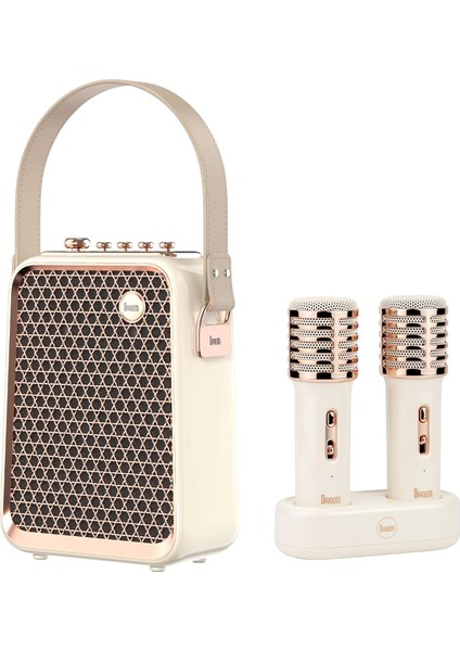 Songbird-Hq Çift Karaoke Mikrofonlu Hoparlör (Beyaz)