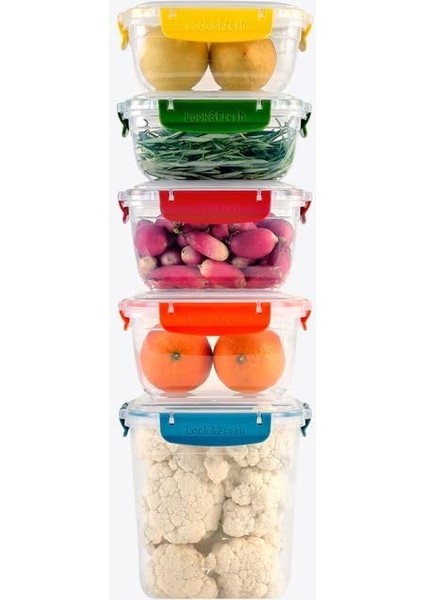 Sızdırmaz 5&apos;li Saklama Kabı Seti, Çeşitli Boyutlarda (2X800 Ml, 2X1000 Ml, 1X2100 Ml), Gıdaları Taze Tutma, Bpa Içermeyen Malzeme, Mutfakta Düzenleyici