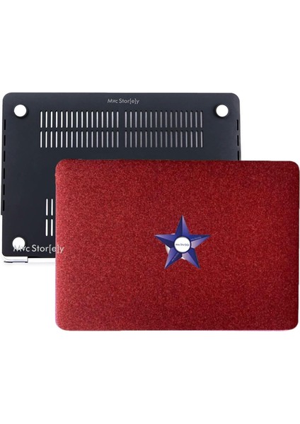 Kılıf Kapak Simli Kılıf Mac Pro 13INÇ M1-M2, A2338 A2289 A2251 A2159 A1706 A1708 A1989 ile Uyumlu G1505 Bordo