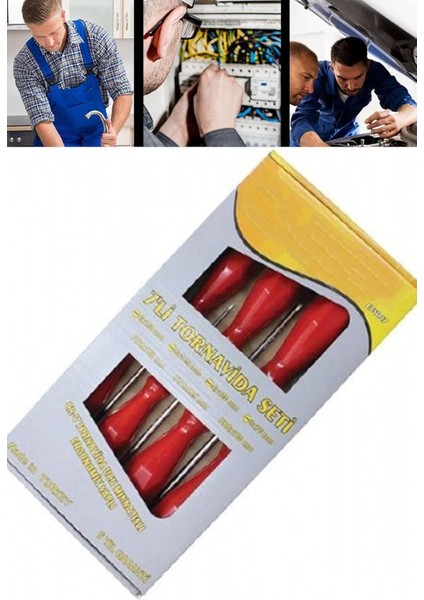 ETS-007 Manyetik Uçlu 7 Li Tornavida Seti Kırmızı 1410