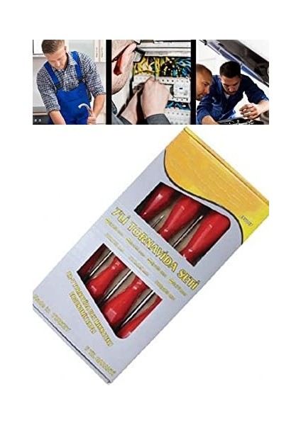 ETS-007 Manyetik Uçlu 7 Li Tornavida Seti Kırmızı 1410 fiyatları