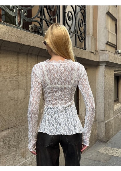 Kadın Bisiklet Yaka Full Esnek Dantel Bürümcük Spor Şık Tasarım Asimetrik Kesim Gece Bluzu modelleri