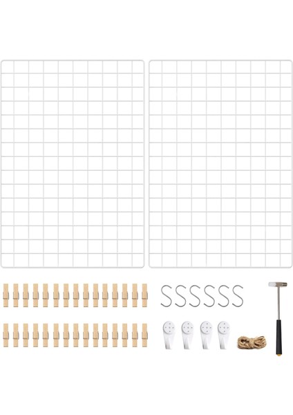 Fotoğraf Teli, 2&apos;li Set, Duvar Dekoru, Çok Fonksiyonlu Duvar Teli, Duvar, Diy, S Kancalı, Mandal ve Hasır Ipli, Beyaz LPP02W