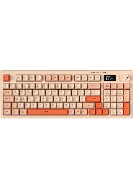 Hawk Gaming HK230 Membrane LCD Rgb Kablosuz/bluetooth Pembe Turuncu Full Türkçe Gaming Klavye