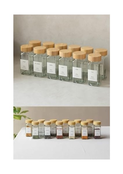 12&apos;li Bambu ve Akasya Kapaklı Cam Seti 120 ml - Ahşap Kapaklı, Şeffaf Cam, Sağlıklı ve Şık Kavanozları (Bambu Kapak) modelleri