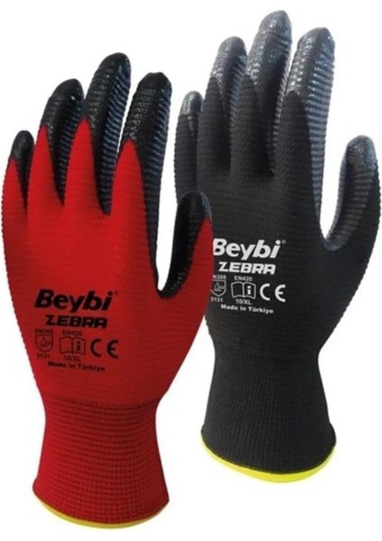 Zebra Nitril Kaplı Eldiven No:10