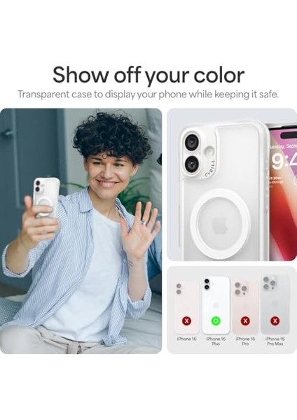 Ciel By 16 Plus ile Uyumlu Magsafe Kılıf Ultrasheer Mag Sararma Karşıtı Hava Kanalı Teknolojisi Askeri Sınıf Koruma Clear Mat Kapak - ACS08249 modelleri