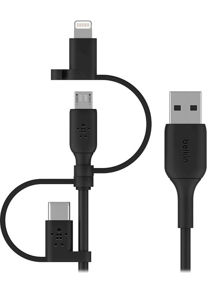 Evrensel Kablo (3&apos;ü 1 Arada Usb-C, Lightning, Micro-Usb Şarj Kablosu) Akıllı Telefonları, Tabletleri, Güç Bankalarını ve Daha Fazlasını Şarj Edin (3,3 Ft/1 M)