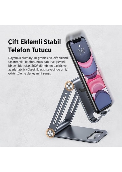 Katlanabilir Metal Masaüstü Telefon Tutucu Uzay Grisi fiyatları