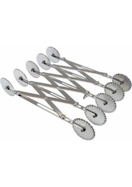 Çift Taraflı Ayarlı Rulet - Ayarlanabilir Hamur Kesme Ruleti - Hamur Kesme Bıçağı - Çelik - 5&apos;li Rulet