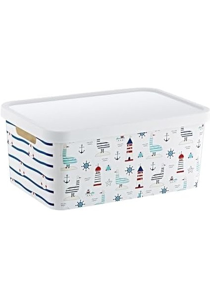 Stafi Desenli Çok Amaçlı Kapaklı Kutu 4,5 Lt Marin fiyatları