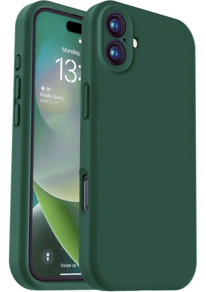 16 ile Uyumlu, Kamera Korumalı Kılıf, Lens ve Ultra Güçlü Koruma Kılıf (Yeşil)