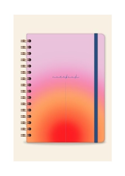 A5 Spiralli Sert Kapak Çizgili Tarihsiz Not Defteri Kırmızı Pembe Gradient fiyatları