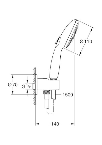 110 Su Çıkış Dirsekli El Duşu Seti 2 Akışlı Rain,jet - 26921003 fiyatları