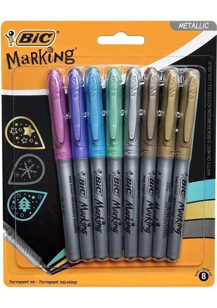 961441 Permanent Markör, Metalik, 8&apos;li Blister