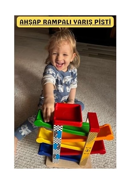 Rampax 5 Ahşap Yarış Arabalı Otopark Oyunu Erken Gelişim fiyatları
